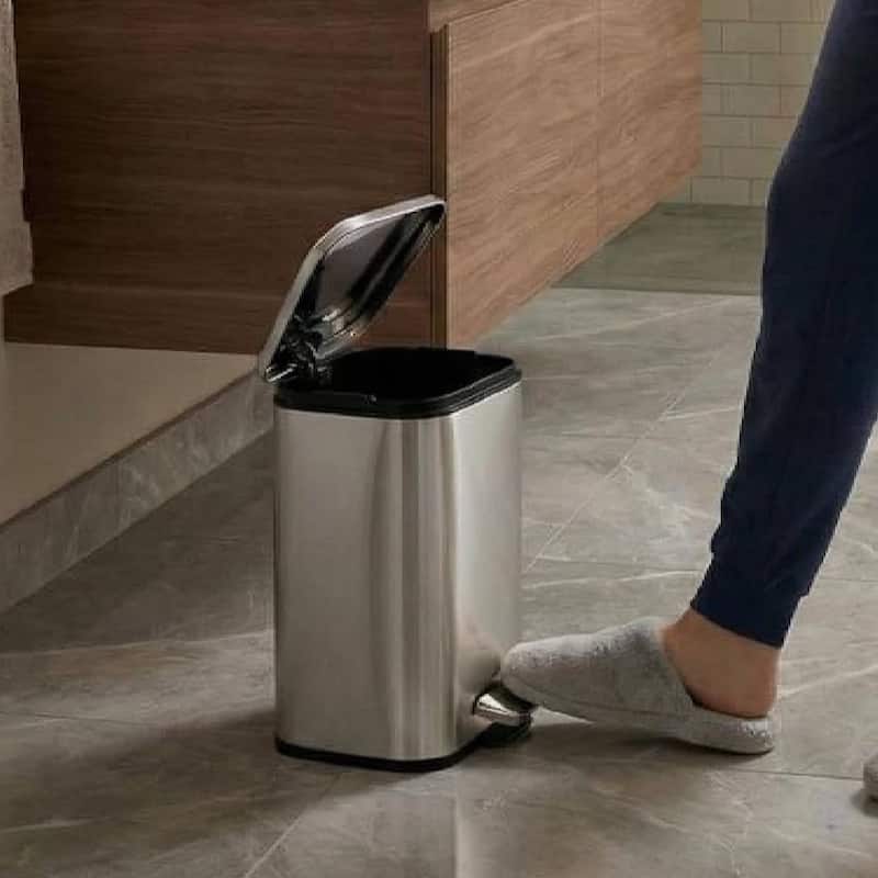 1.3 Gal Fingerprint-Proof Step Rubbish Bin, Trash Can for Bathroom, Kitchen