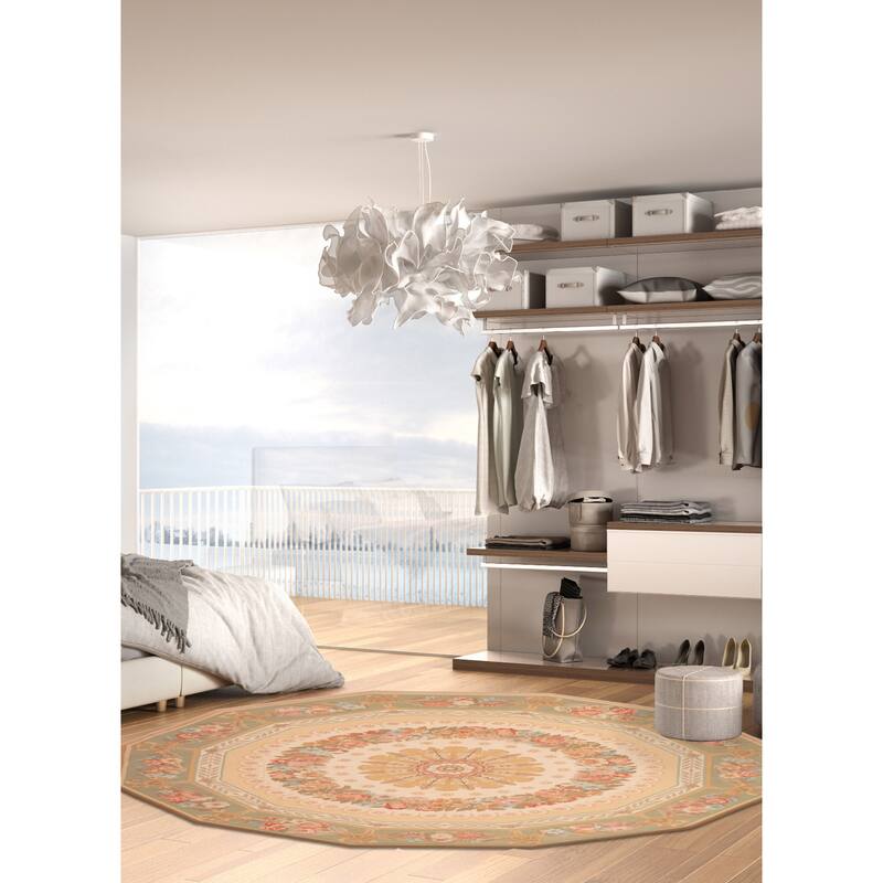 ECARPETGALLERY Flat-Weave Dynasty Ivory Wool Tapestry Kilim - 12'0 x 12'0