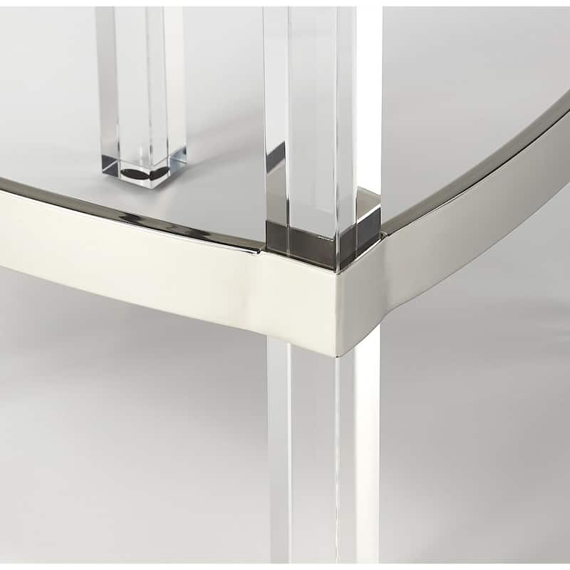 Steel Backless Counter Height Bar Stool with Acrylic Frame and Footrest - 14.5” x 14.5” x 24” (D x W x H)