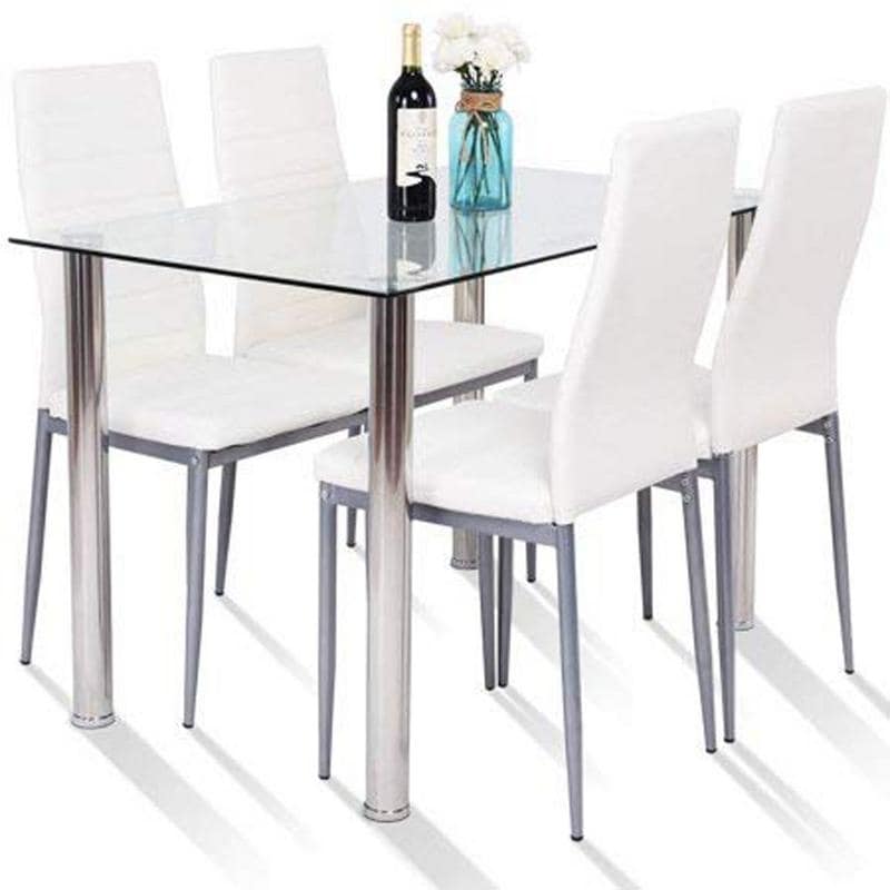 Shop Faux Leather Glass 5 Piece Kitchen Dining Set On Sale Overstock 24124576