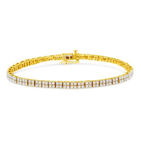 14K Yellow Gold Plated .925 Sterling Silver 3 Cttw Diamond Link Bracelet (K-L Color, I2-I3 Clarity) - 7.25"