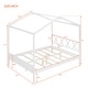 preview thumbnail 30 of 58, Twin/Full Size House Bed, Wooden Playhouse Bed Frame with Semi-enclosed Roof, Headboard, Footboard Storage for Kids, Teens
