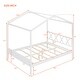 preview thumbnail 12 of 39, Twin Size House Bed with Roof and Fence - Playhouse Design for Kids' Rooms