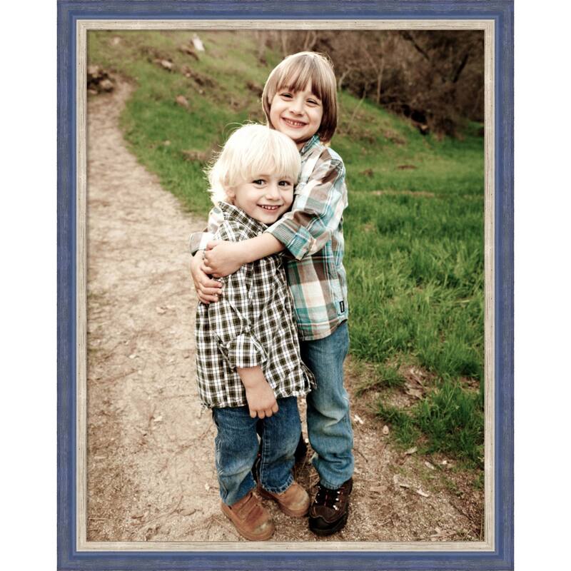 Theo Black Silver Narrow Framed Picture Frame, Photo Frame - 11x14 - Theo Blue Narrow