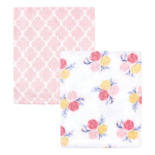 slide 1 of 1, Hudson Baby Infant Girl Silky Plush Blanket, Blossoms, 30x36 inches - Blossoms - 30x36 inches 30x36 inches - Blossoms