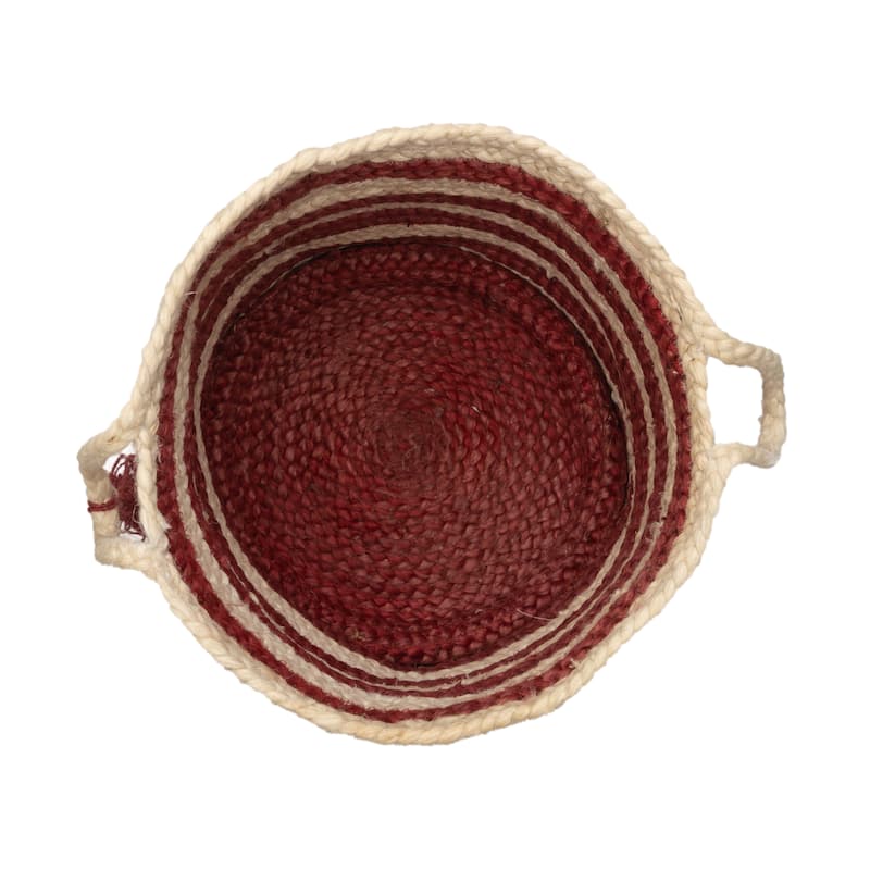 Sevita Striped Jute Hand-Stitched Storage Basket with Handles