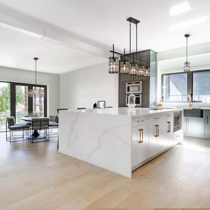 Aulia Modern 5-Light Crystal Chandelier Linear Black Kitchen Island Lights - L 45.6" x D 4.5" x H 15.5"