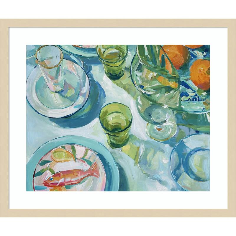 GreenTable No. 1 by Paula Freeman Wood Framed Wall Art Print