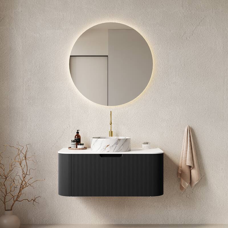 Wall-Mounted Floating Bathroom Vanity with Sink