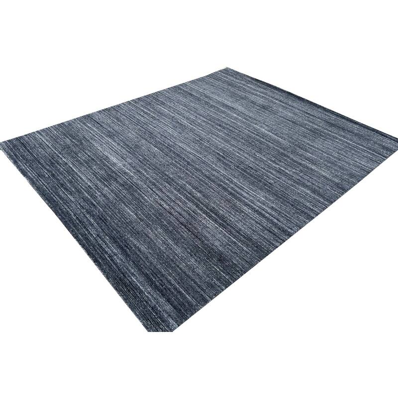 N.Charcoal Hand-Knotted Wool Modern Lori Baft Gabbeh Solid Color Rug, 4' x 6', soft elegant accent - L
