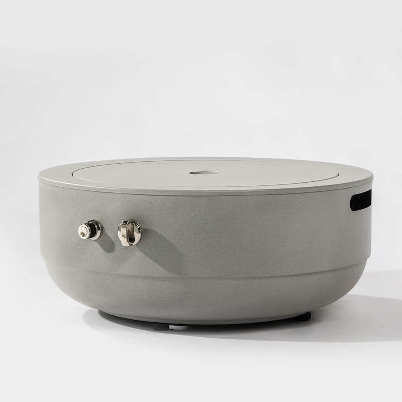 24" Propane Gas Round Steel Fire Pit Bowl with 50000 BTU - Grey