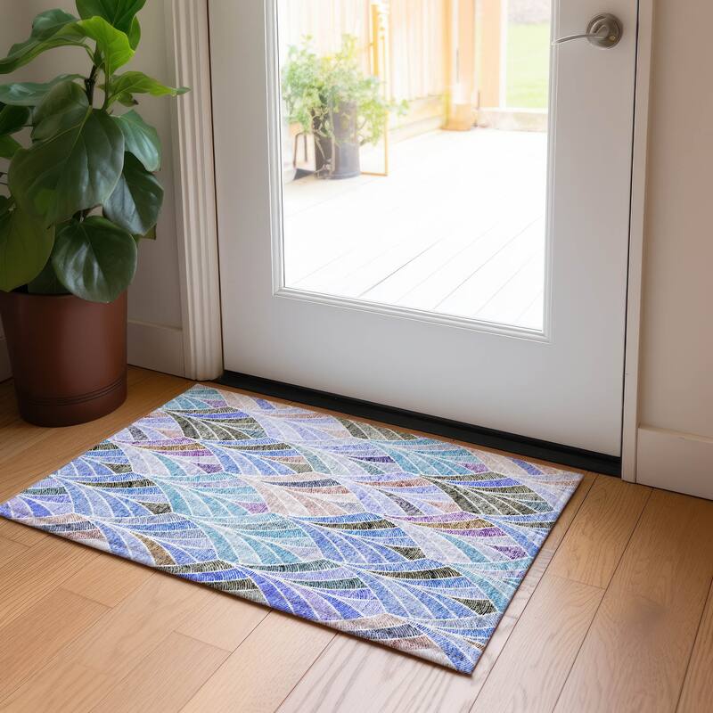 Machine Washable Indoor/ Outdoor Chantille Modern Mosaic Rug
