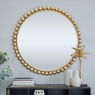 CosmoLiving by Cosmopolitan Metal Wall Mirror with Bead Detailing - Gold or Silver
