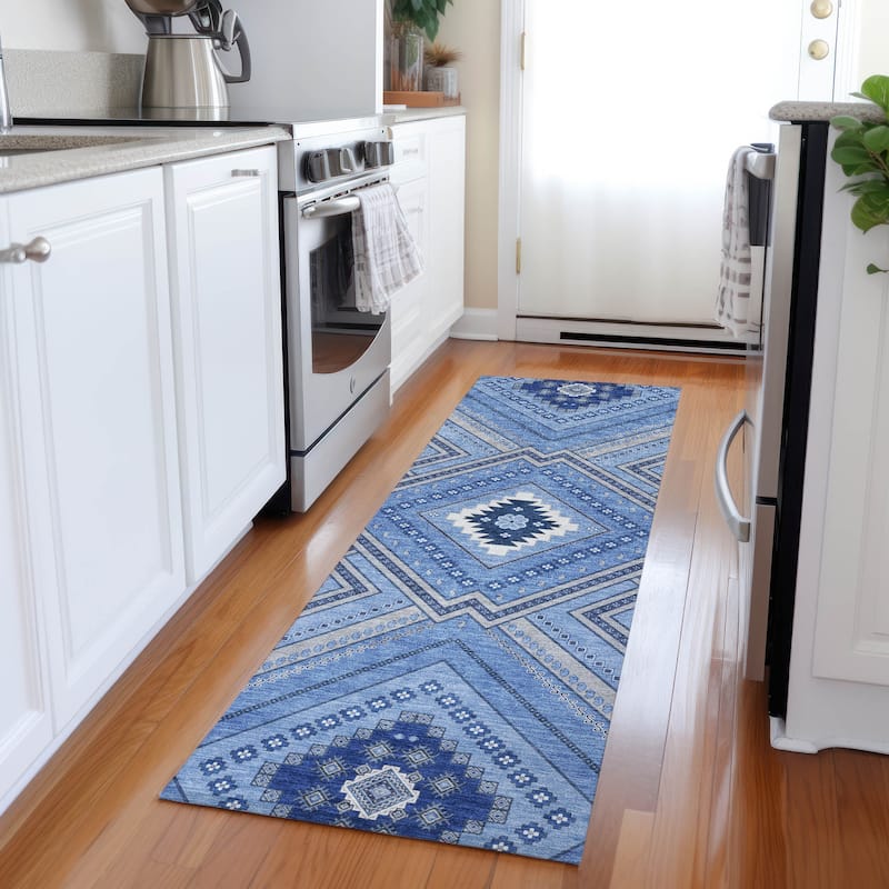Machine Washable Indoor/ Outdoor Global Boho Chantille Rug