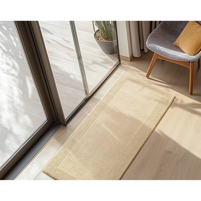 1 PCS 17x24" Cotton Tufted 3000 GSM Reversible Bath Rug White