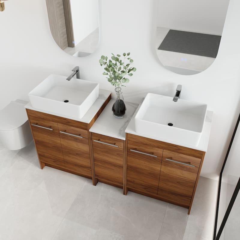 Malwee 24"/36"/48"/60" FreeStanding Bathroom Vanity, Floor Stand Bathroom Vanity with Ceramic Sink,Soft Close Door and Shelf