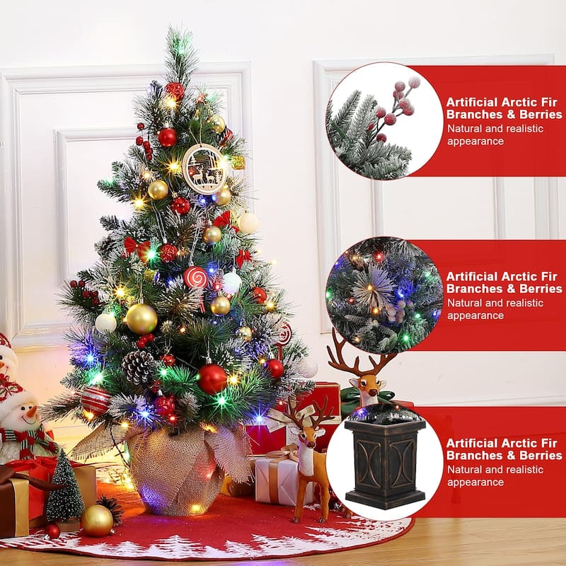 Christmas Tree with 78 Multi-Color Led Lights, 3 Ft Pre-Lit Artificial Christmas Decoration