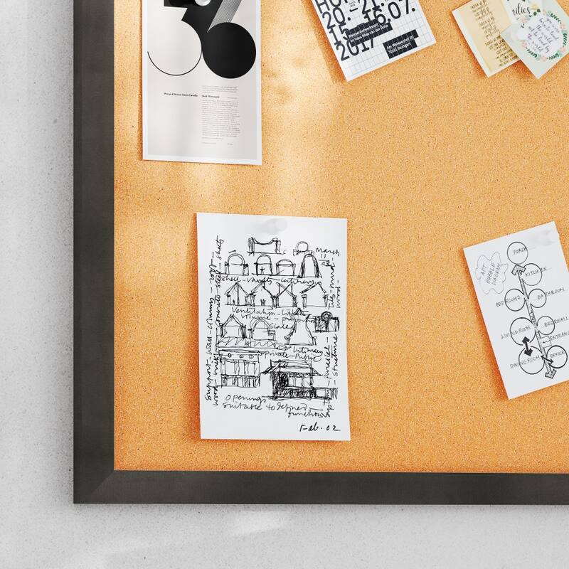 Commercial Wall Mount Cork Board with Wooden Push Pins