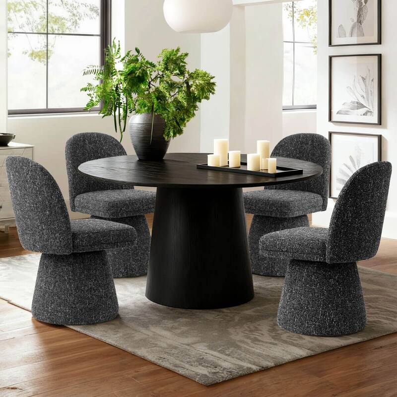 Upholstered Swivel Dining Chair(Set of 4)