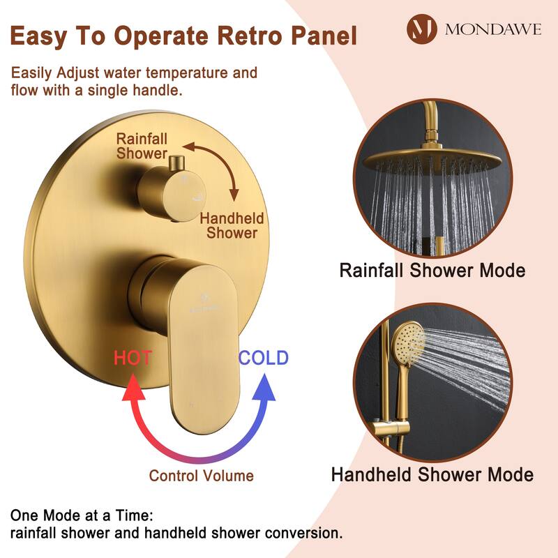 Retro Series 9 in. Rain Wall Mount Dual Shower Heads with 1.8 GPM