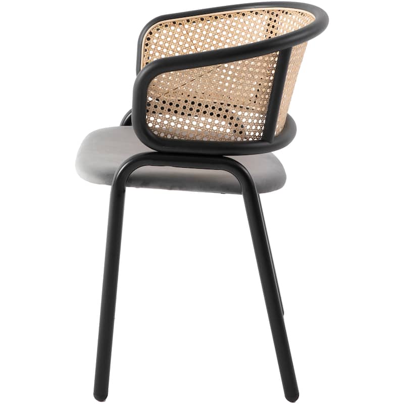 Ervilla Modern Mid-Century Velvet Upholstery Powder-Coated Steel Legs Dining Armchair with Plastic Floor Protectors