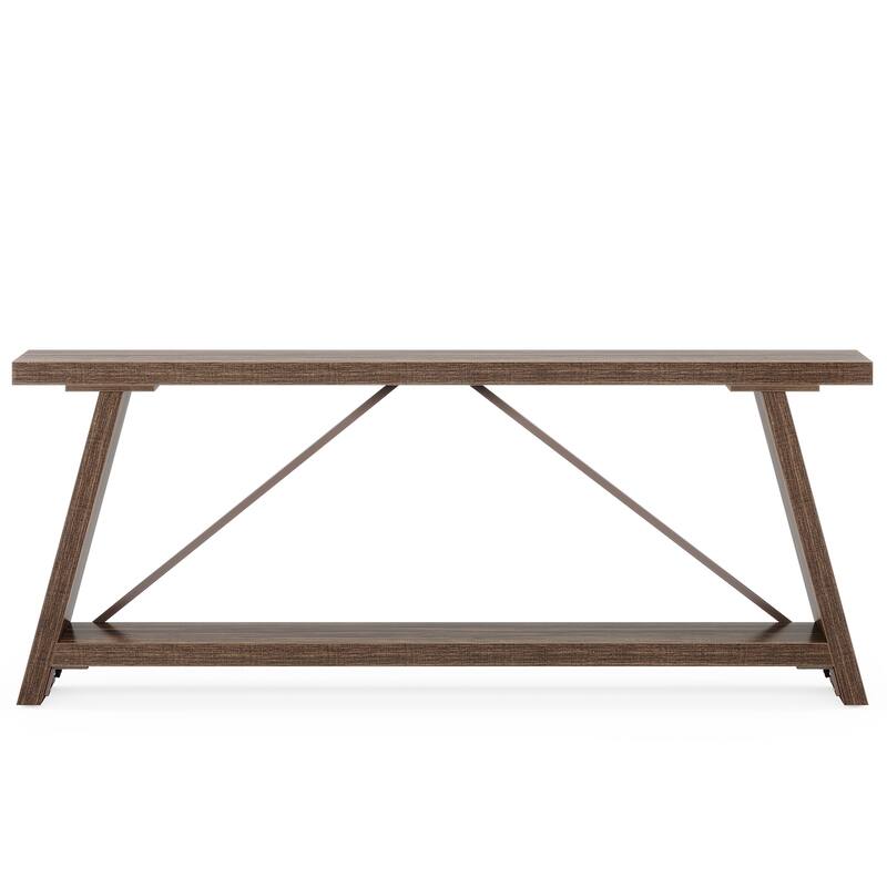 70.9" Extra Long Industrial Console Table Behind Couch with Storage Shelves for Living Room, Foyer