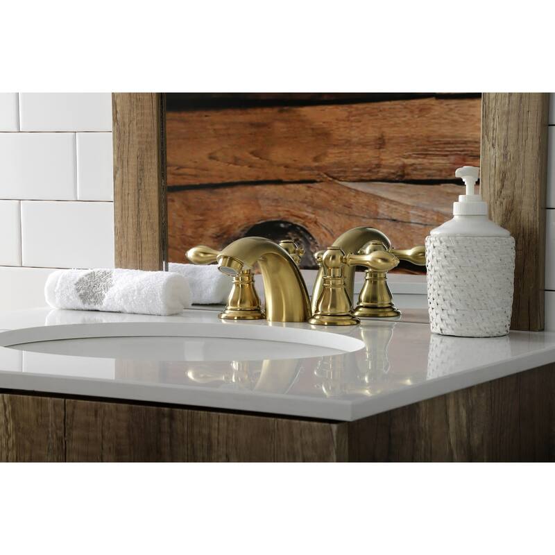 Kingston Brass American Classic 1.2 GPM Widespread Bathroom Faucet - Brushed Brass
