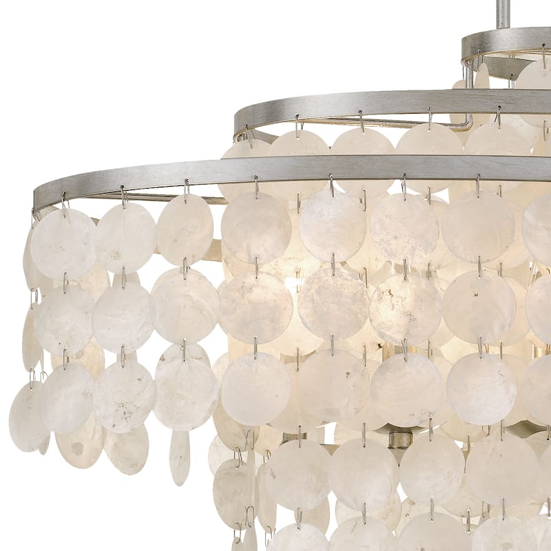 Brielle 6 Light Antique Silver Linear Chandelier - 30'' W x 22.5'' H x 14'' D
