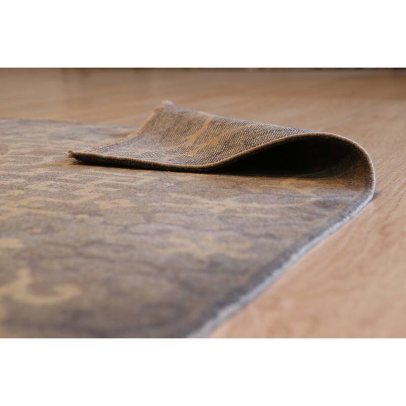 Black Handmade Wool Transitional Rug 12' x 18' - Hand Knotted Natural Dyes Soft Pile Cotton Foundation - N/A