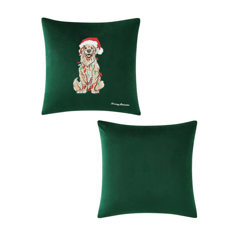 Tommy Bahama Holiday Decorative Throw Pillows - Holiday Retriever Green