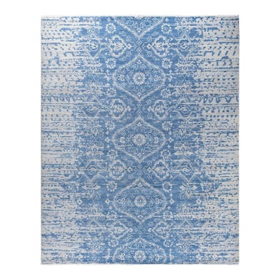 Modern One-of-a-Kind Handmade Area Rug - Gray, 8' 1" x 10' 1" - 8' 1" x 10' 1"