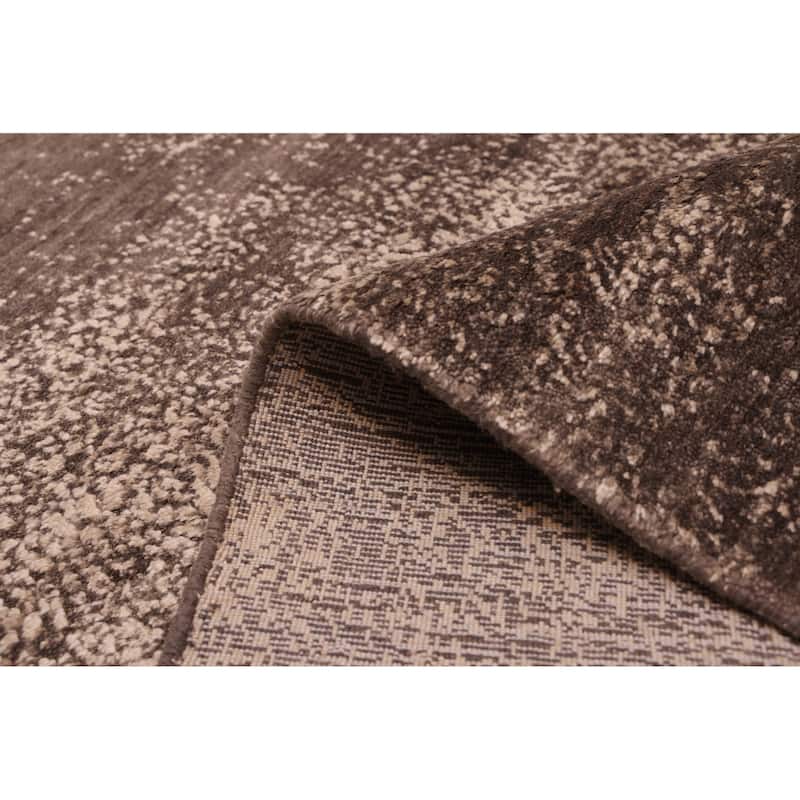ECARPETGALLERY Hand Loomed Elysian Beige, Dark Brown Rug - 7'11 x 9'11