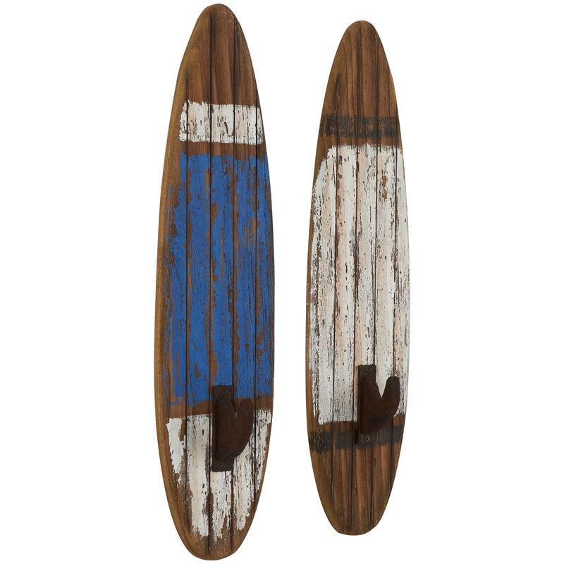 Multi Colored Metal Indoor Outdoor Distressed Oar Shaped 8 Hanger Paddle Wall Hook