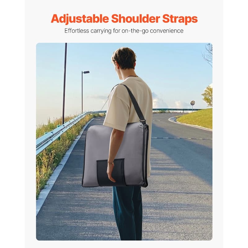 6-Position Adjustable Folding Floor Chair with Suede Fabric Backpack Strap & High Weight Capacity - 18.3" x 20.9" x 20.5"