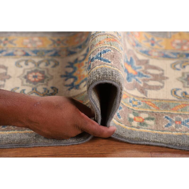 Ray Geometric Kazak Oriental Area Rug Hand-Knotted Wool Carpet - 6'7" x 9'8"