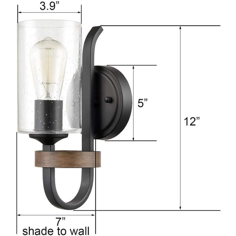 Industrial farmhouse wall sconces glass wood wall lights