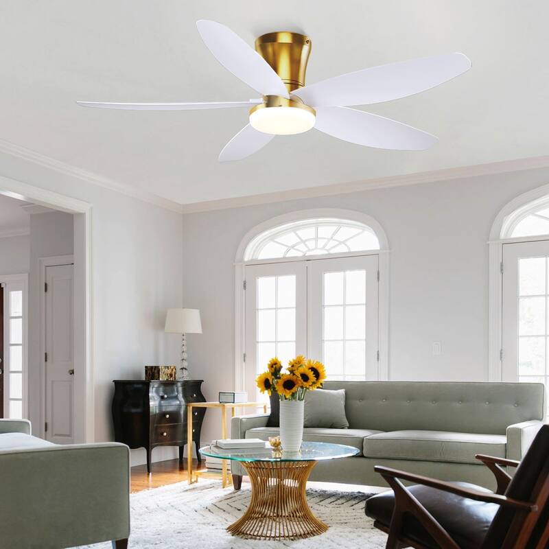 36"/42"/48" Low Profile Ceiling Fan with ABS Blades 3 Color LED Light for Bedroom Living Room APP and Remote Control