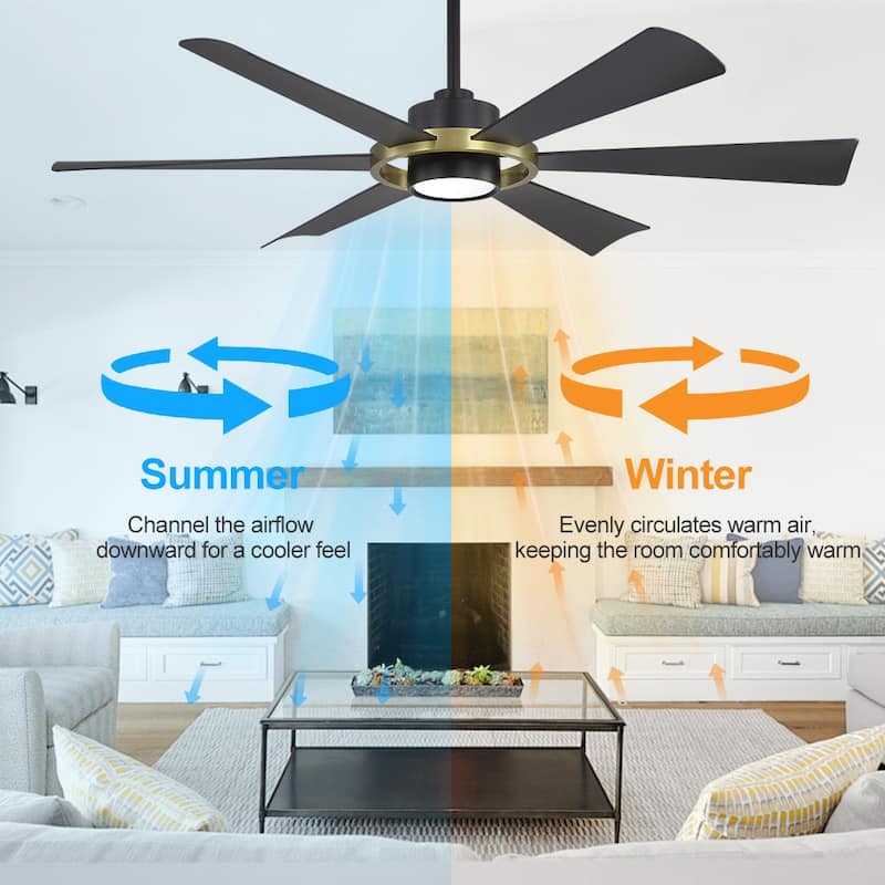 60 in. 6-Plywood Blades Indoor LED Ceiling Fan with Remote
