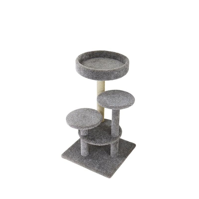 Extra Large Cat Perch Tower with Wide Top Platform, Sisal Scratch Posts and Solid Stable Base