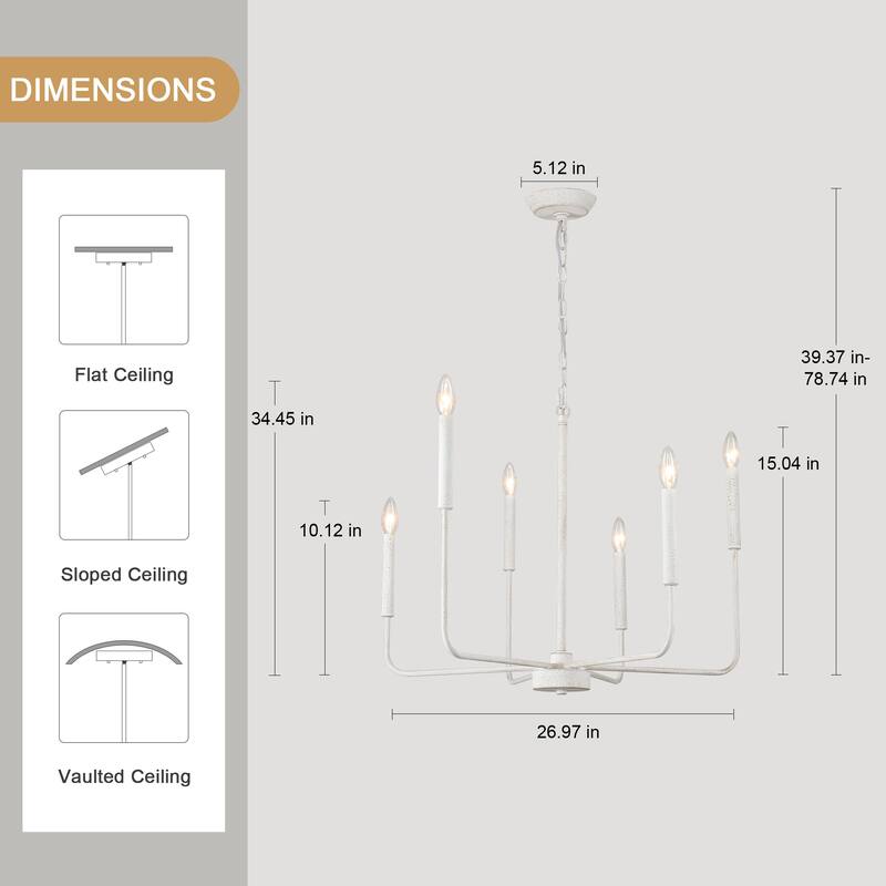 6-Light Candlestick Hanging Linear Chandelier Lighting Ceiling Light for Kitchen Island