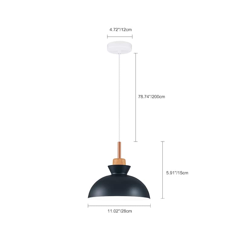 1-Light 11 in. Modern Bowl Dome Pendant Kitchen Island Lighting