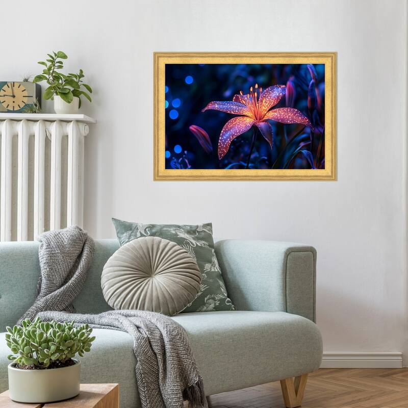 Floral Complementing in Vibrance by Tradelink inhouse artist Wood Framed Wall Art Print - Owen Gold