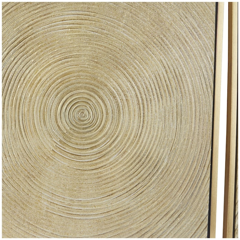 Canvas Starburst Ripple Living Room Framed Wall Art with Gold Frame - Set of 3 Gold - Roche River Decor