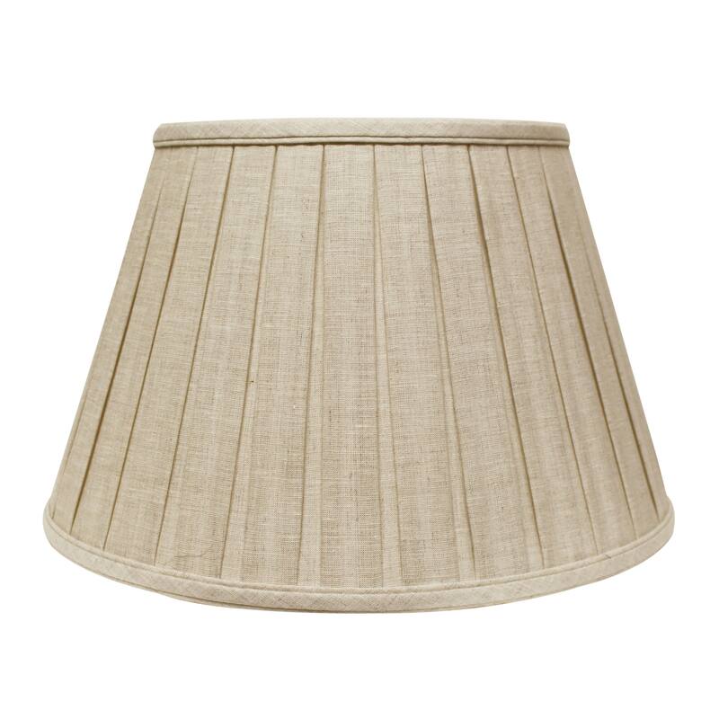 Box Pleat Softback Lampshade with Washer Fitter, Oatmeal Color Fabric Lampshade for Table Lamps, Natural Linen - Natural