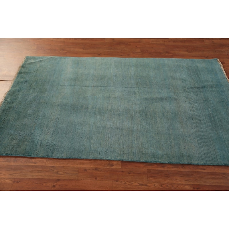 Modern Green Gabbeh Oriental Area Rug Bedroom Handmade Wool Carpet - 3'7" x 5'9"