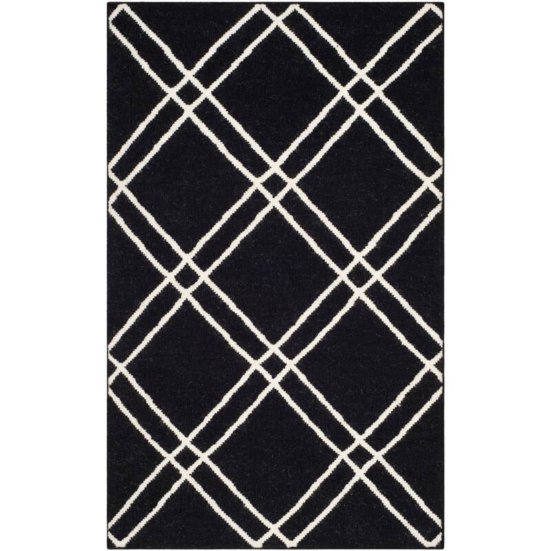 SAFAVIEH Handmade Flatweave Dhurries Preciosa Moroccan Wool Rug - 3' x 5' - Black/Ivory
