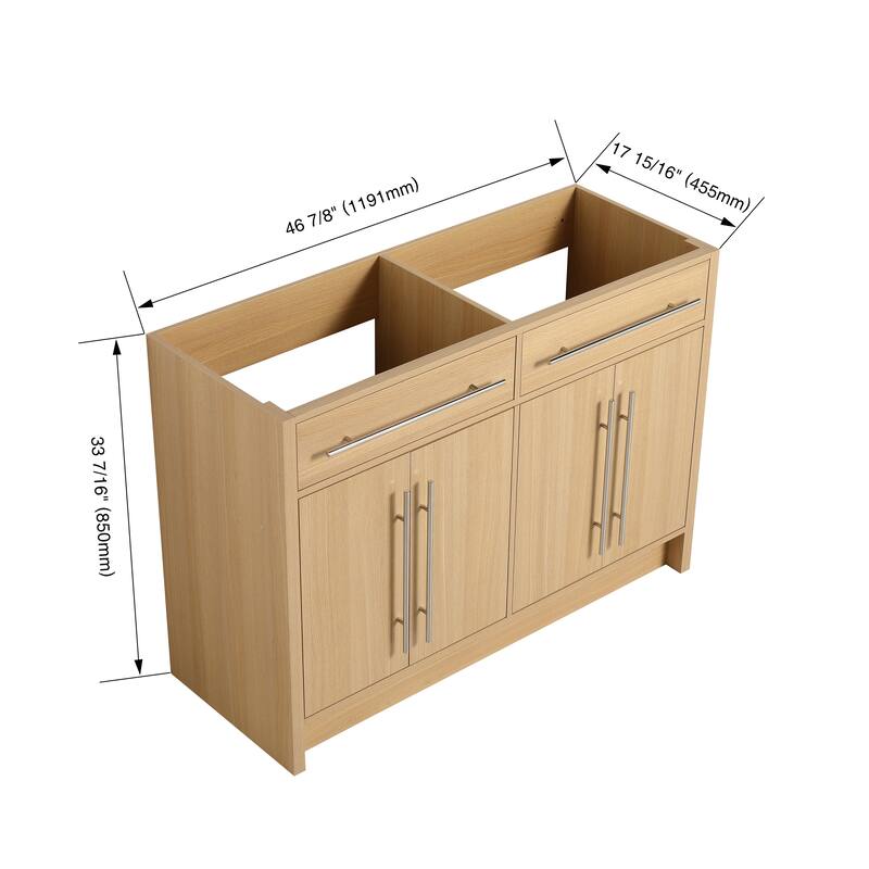 GDFStudio - Ravello Modern Freestanding Bathroom Vanity Cabinet with 4-Soft Closing Doors, Sink NOT INCLUDED - 48"