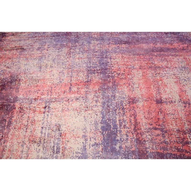 All-Over Abstract Modern Round Area Rug Hand-Knotted Wool Carpet - 6'6" x 6'6"
