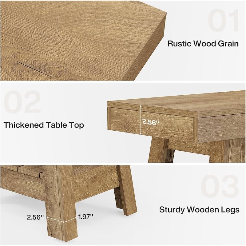 2-Tier Wooden End Table for Living Room, Bedroom, Small Spaces, Rustic Grey
