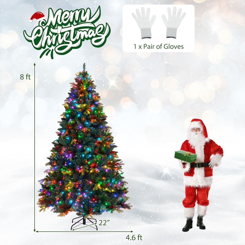 Costway 5/6/7/8 FT Artificial Christmas Tree with 250/370/500/650 RGB - Green - See Details